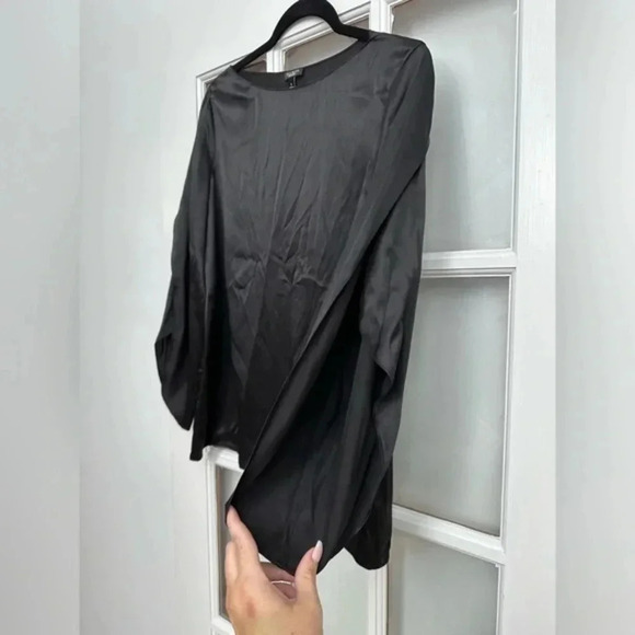 Talbots | Classic Chic 100% Silk Black Long Open Sleeves Blouse Size 8 M Medium - Picture 5 of 11